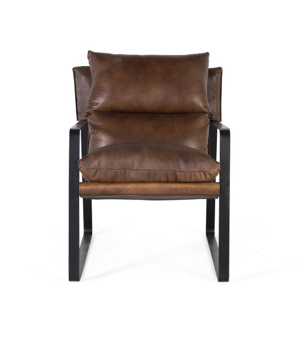 GINER Y COLOMER Sillón de piel verde con estructura de metal
